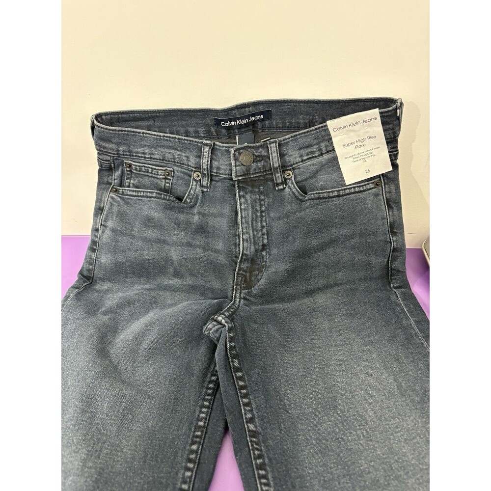 Calvin Klein Women Blue Super High Rise Flare Jeans Size 24 Nwt $79